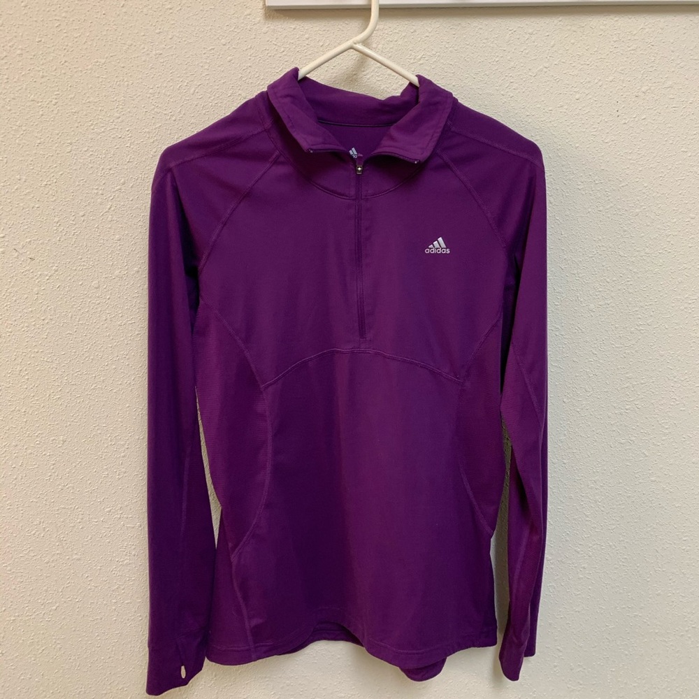 Adidas Climate purple 3/4 zip long sleeved sz Med